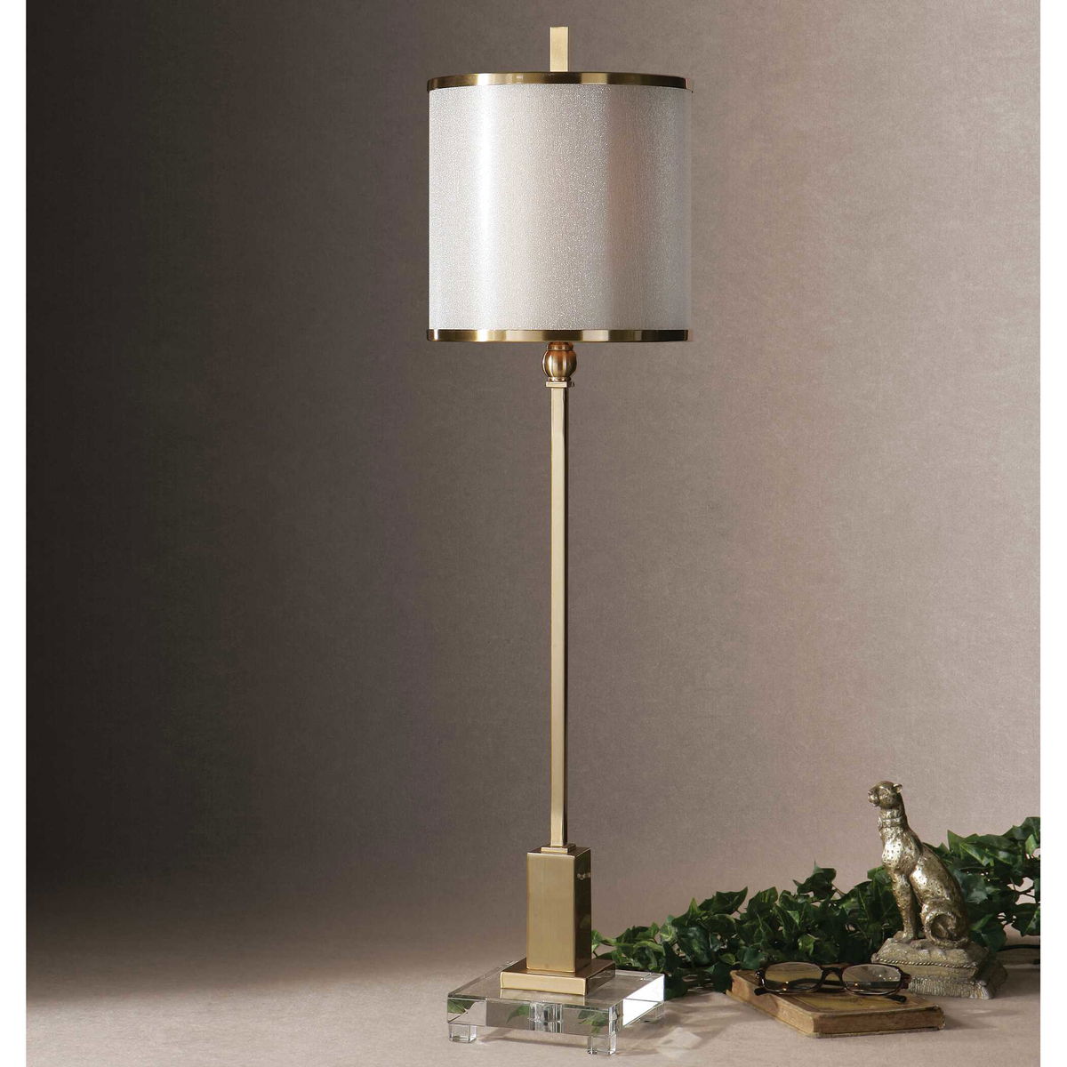Villena Brass Buffet Lamp, Table Lamp by Uttermost, 9" width x 34.5" height x 9" depth View 4