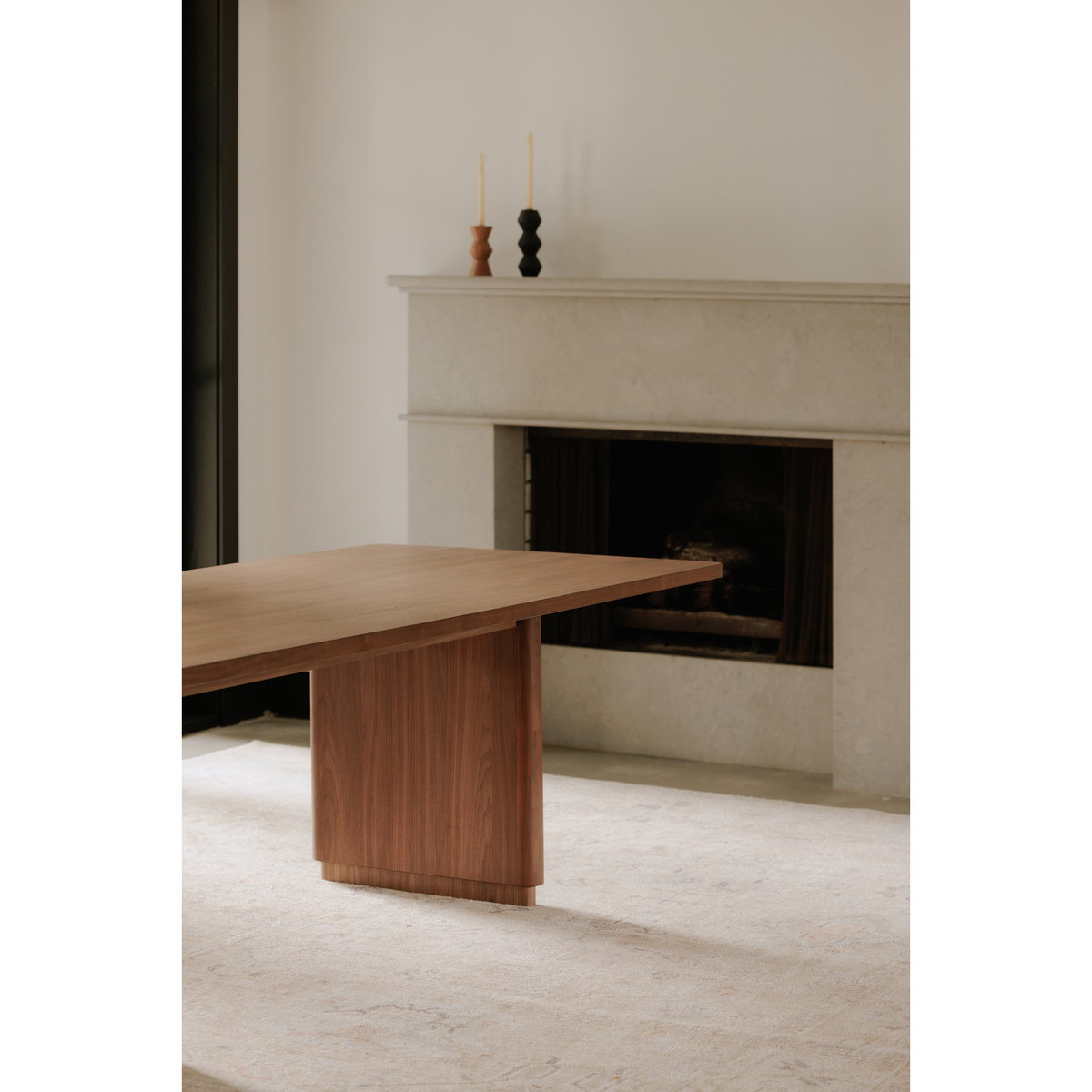 Round Off Small Dining Table Walnut Brown, by Moe's Home, 88" width x 29" height x 39" depth View 6