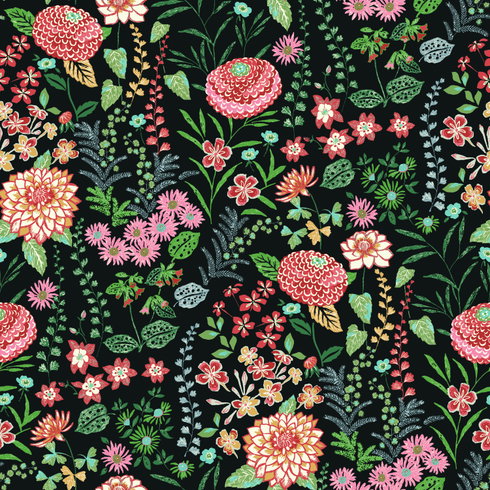 Waverly Fiona Floral Black Peel & Stick Wallpaper
