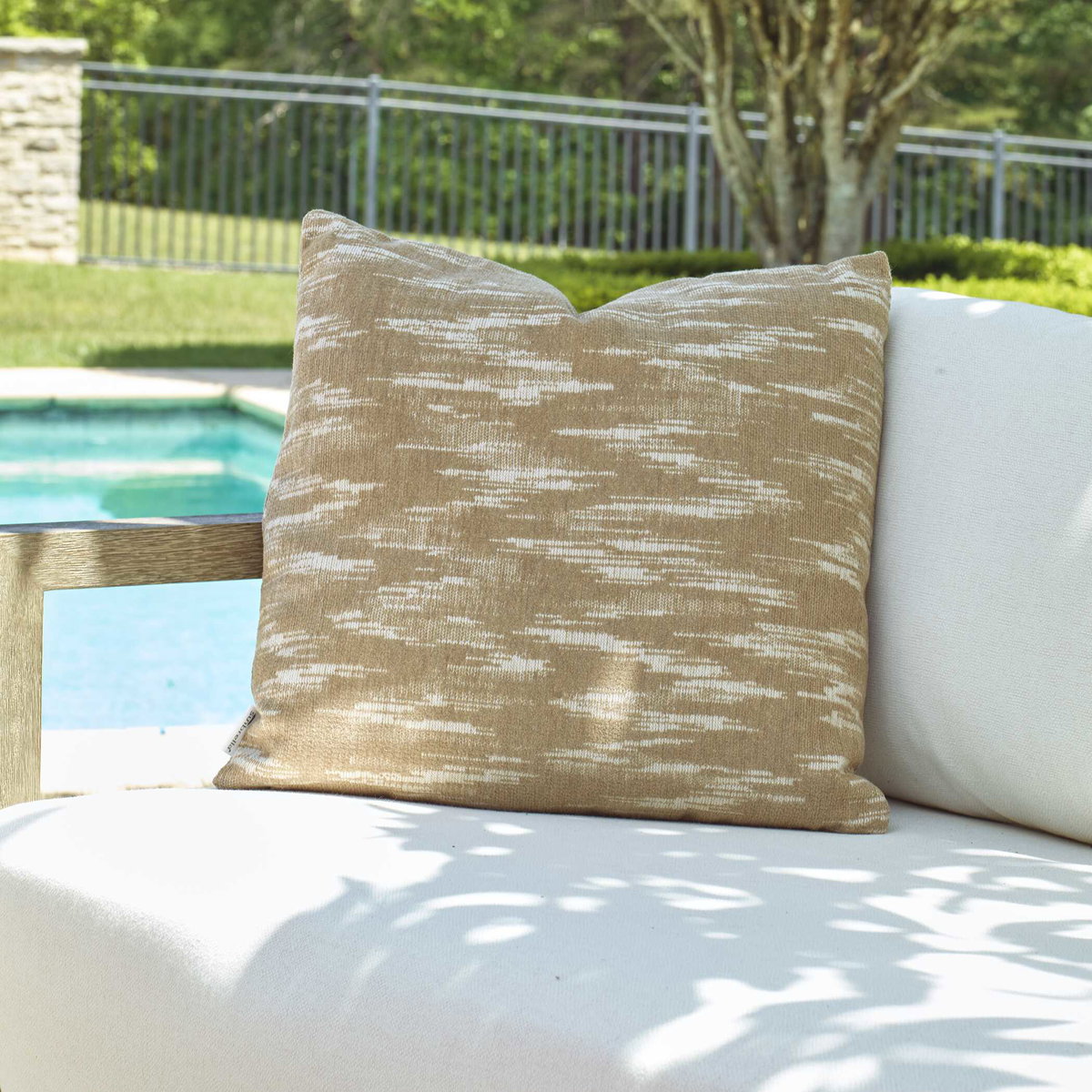 Mountains Outdoor Sand Toned Pillow, Outdoor Pillows & Cushion by Uttermost, 1'8" width x 1'8" height x 8" depth View 2