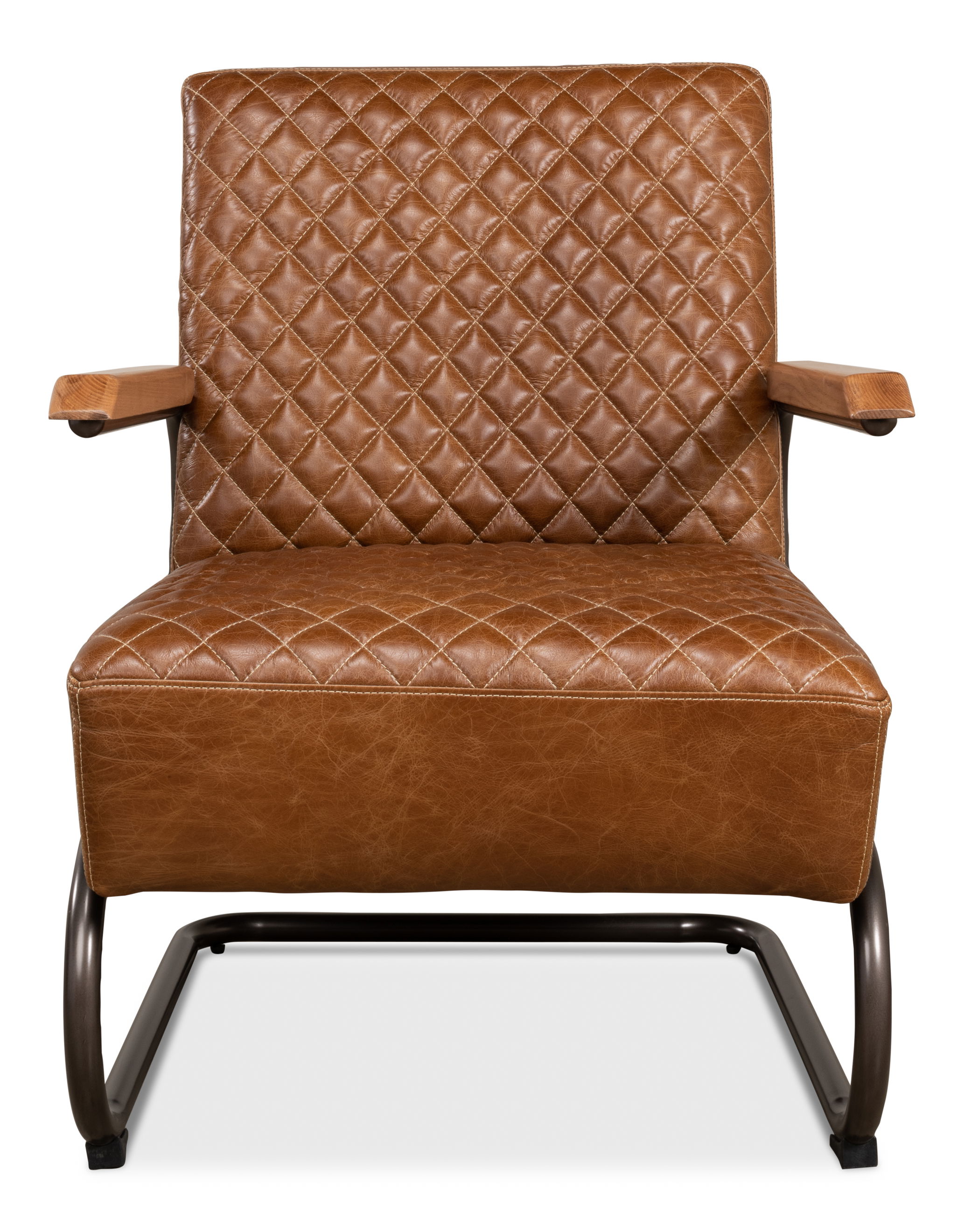 Beverly Hills Chair, Cuba Brown Leather, Seating by Sarreid, 28" length x 33" width x 33" height View 3