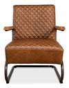Beverly Hills Chair, Cuba Brown Leather, Seating by Sarreid, 28" length x 33" width x 33" height thumbnail 3