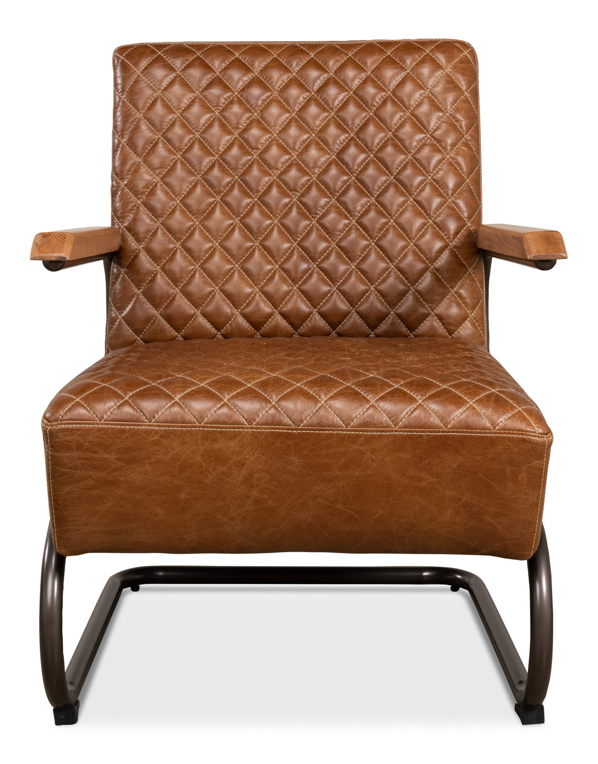 Beverly Hills Chair  Cuba Brown Leather, by Sarreid, 2'9" length x 2'4" width x 2'9" height View 3