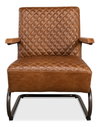 Beverly Hills Chair  Cuba Brown Leather, by Sarreid, 2'9" length x 2'4" width x 2'9" height thumbnail 3