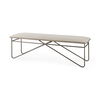 Camille  Cream Fabric Seat with Metal Frame Bench, Benche by Mercana, 55.5" length x 16" width x 17" height thumbnail 1
