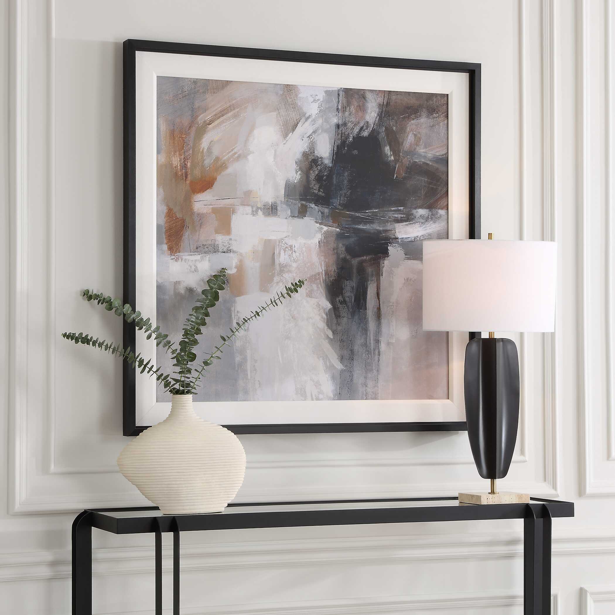 Wings Neutral Abstract Framed Print large image 