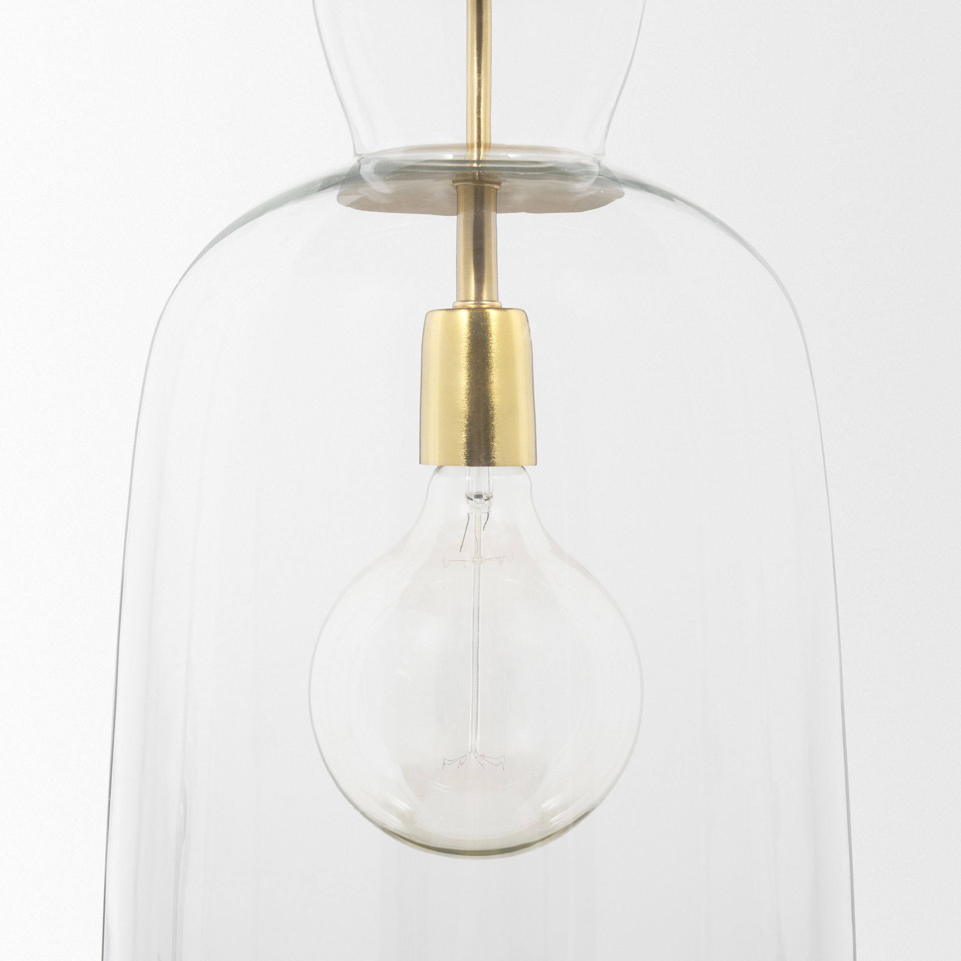Sadah Tall Clear Blown Glass with Gold Metal Pendant Light large image 
