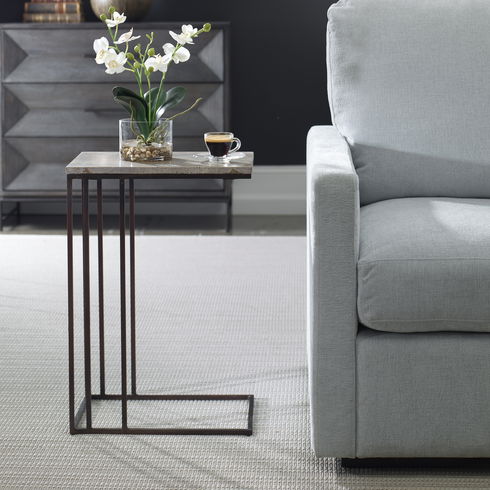 Theodore Travertine Accent Table