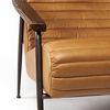 Grosjean Brown Leather Wrap Metal Frame Accent Chair, by Mercana, 27.56" length x 37.01" width x 34.65" height thumbnail 10