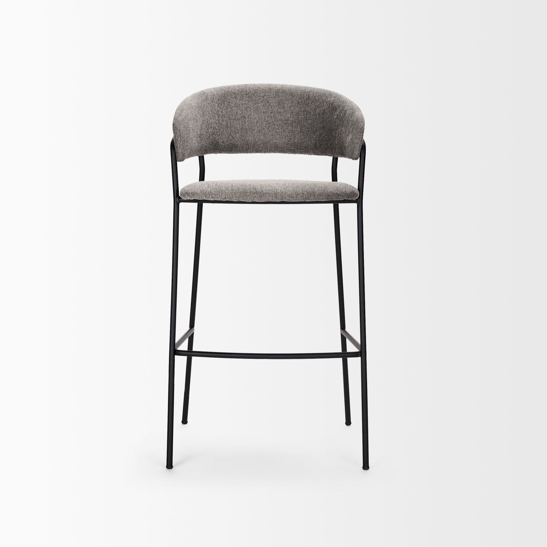 Carolyn Bar Stool with Gray Fabric & Matte Black Metal, Counter & Bar Stool by Mercana, 19.25" length x 20.4" width x 39.75" height View 3