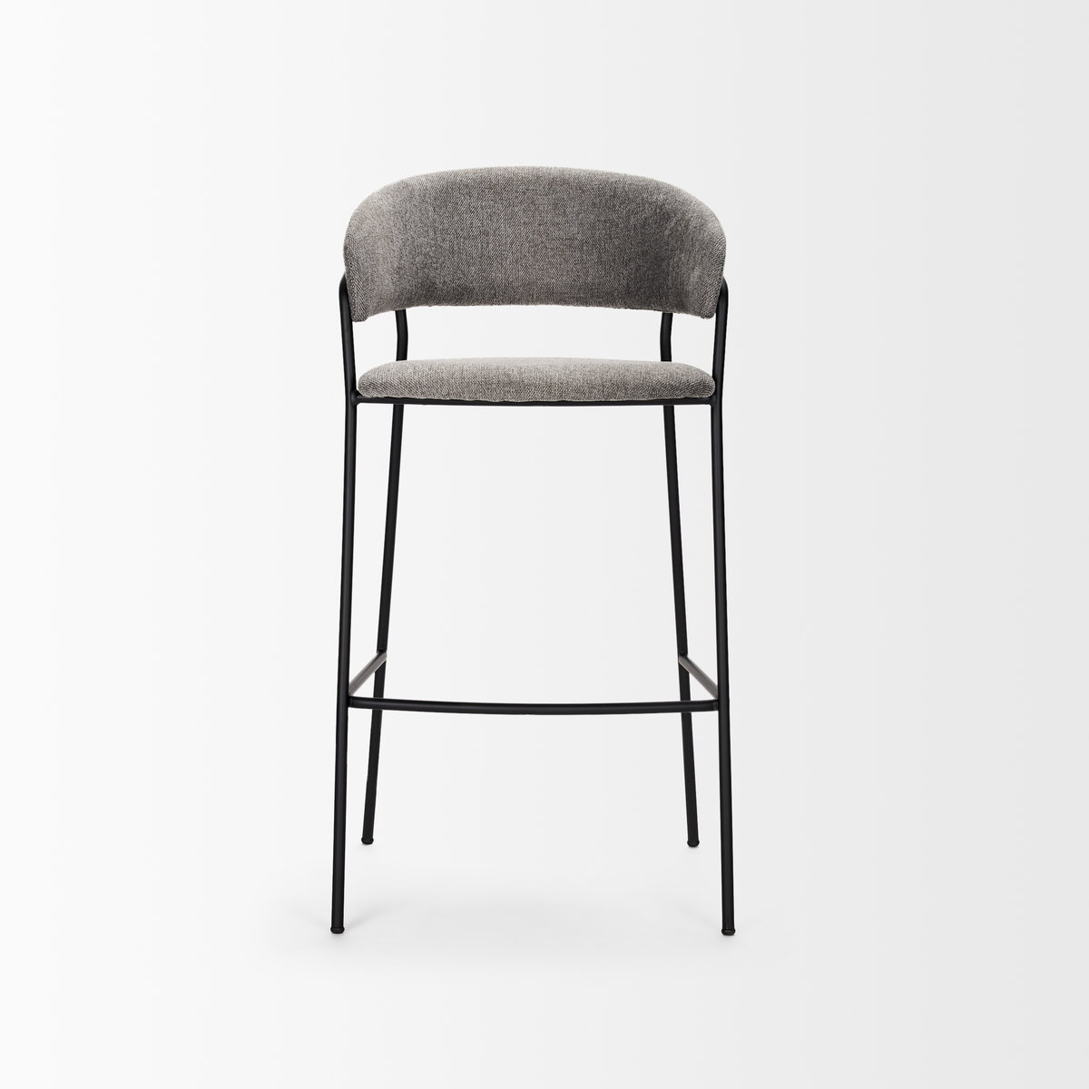 Carolyn Bar Stool with Gray Fabric & Matte Black Metal, Counter & Bar Stool by Mercana, 19.25" length x 20.4" width x 39.75" height View 3