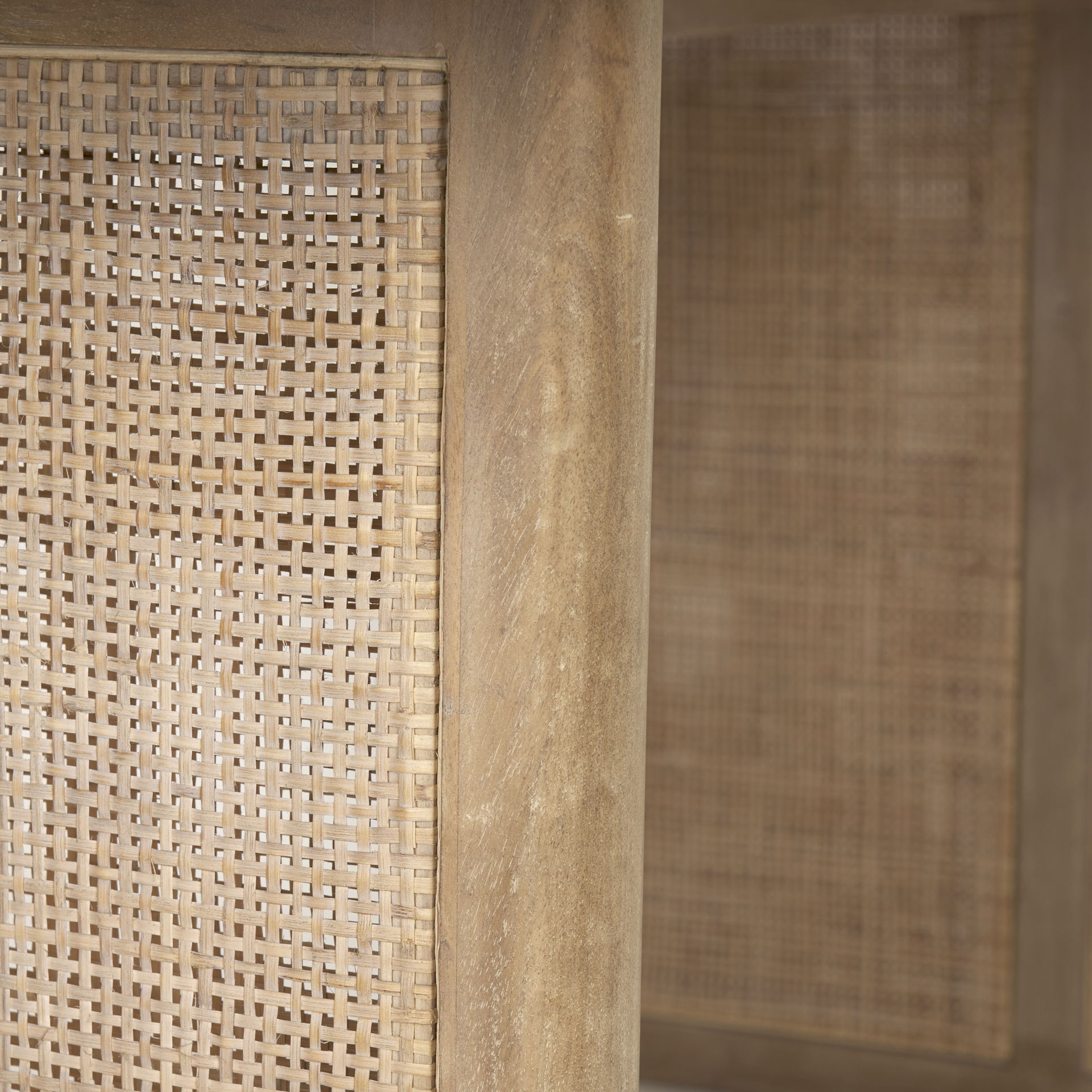 Grier 84' Light Brown Wood with Cane Dining Table, by Mercana, 84" length x 38" width x 30" height View 9