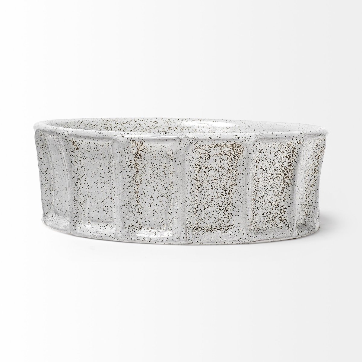 Silone (Small) 9L x 9W White Ceramic Bowl, Decorative Bowl by Mercana, 9.45" length x 9.45" width x 3.15" height View 3