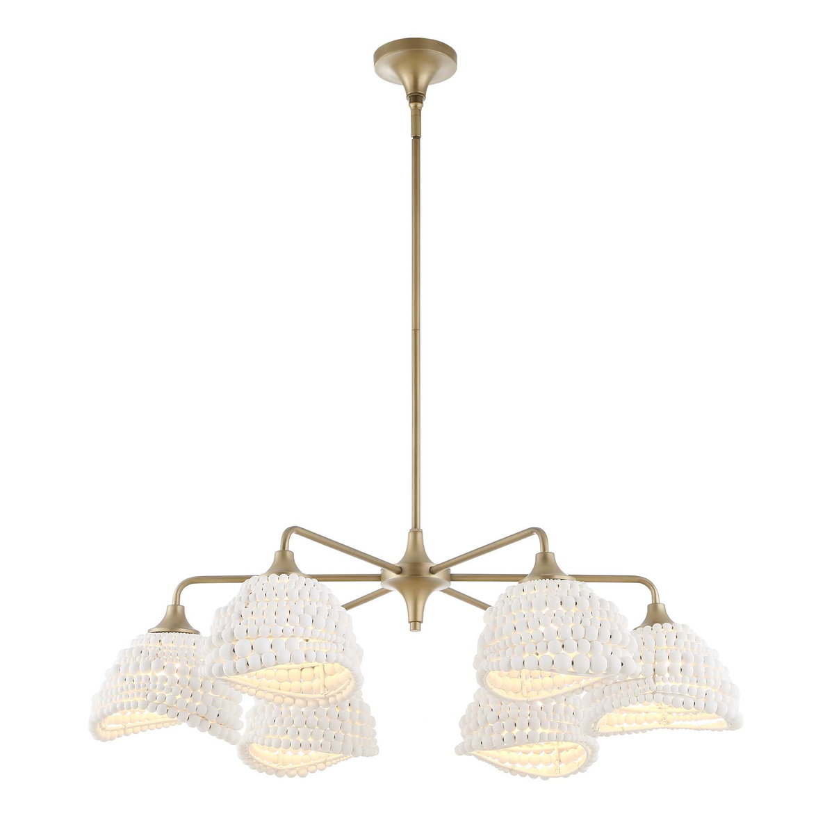 Biddeford 6 Light White Beaded Pendant, Ceiling Light by Uttermost, 36" width x 11" height x 36" diameter View 8