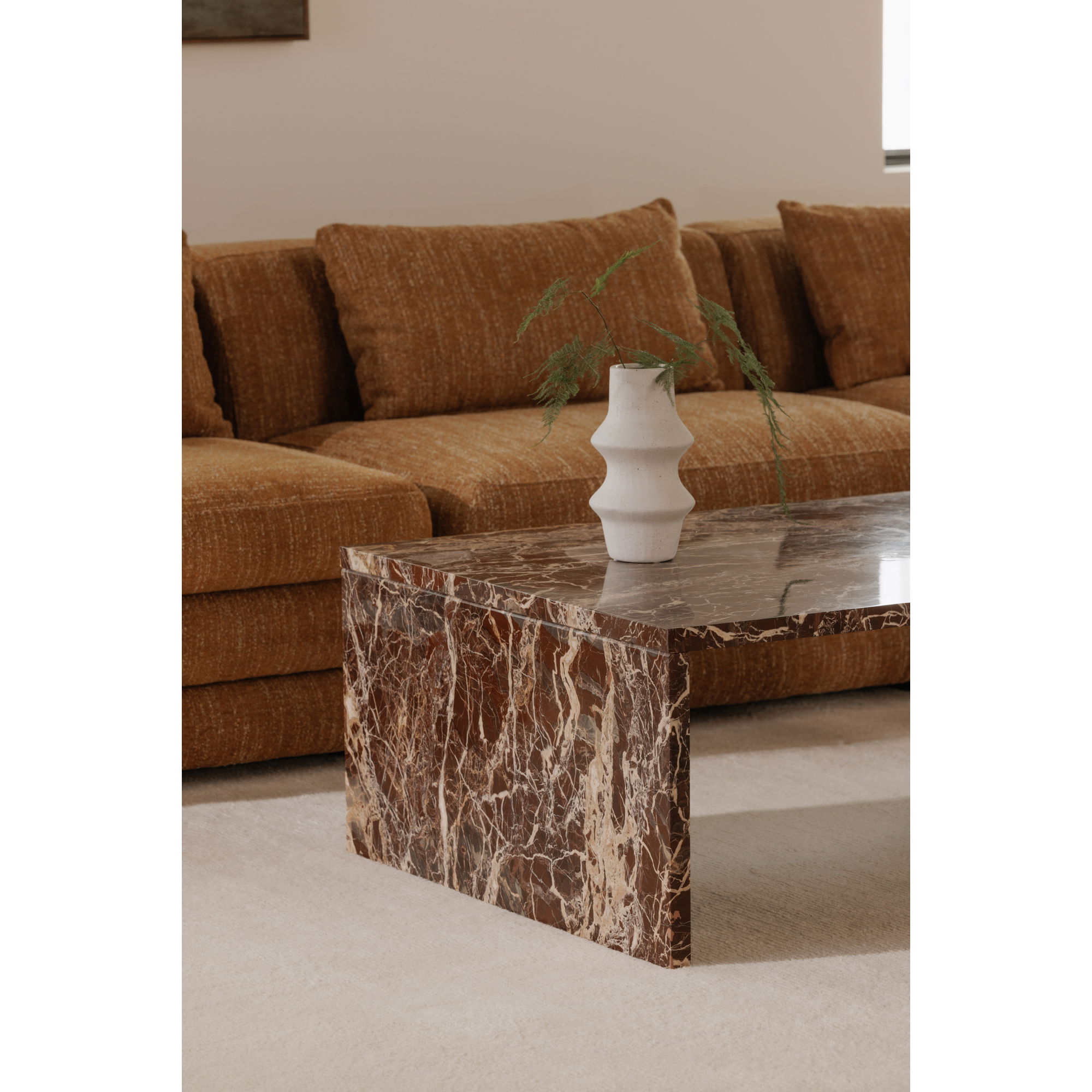 Rosa Coffee Table Rosso Levanto Marble, by Moe's Home, 40" width x 16" height x 30" depth View 11