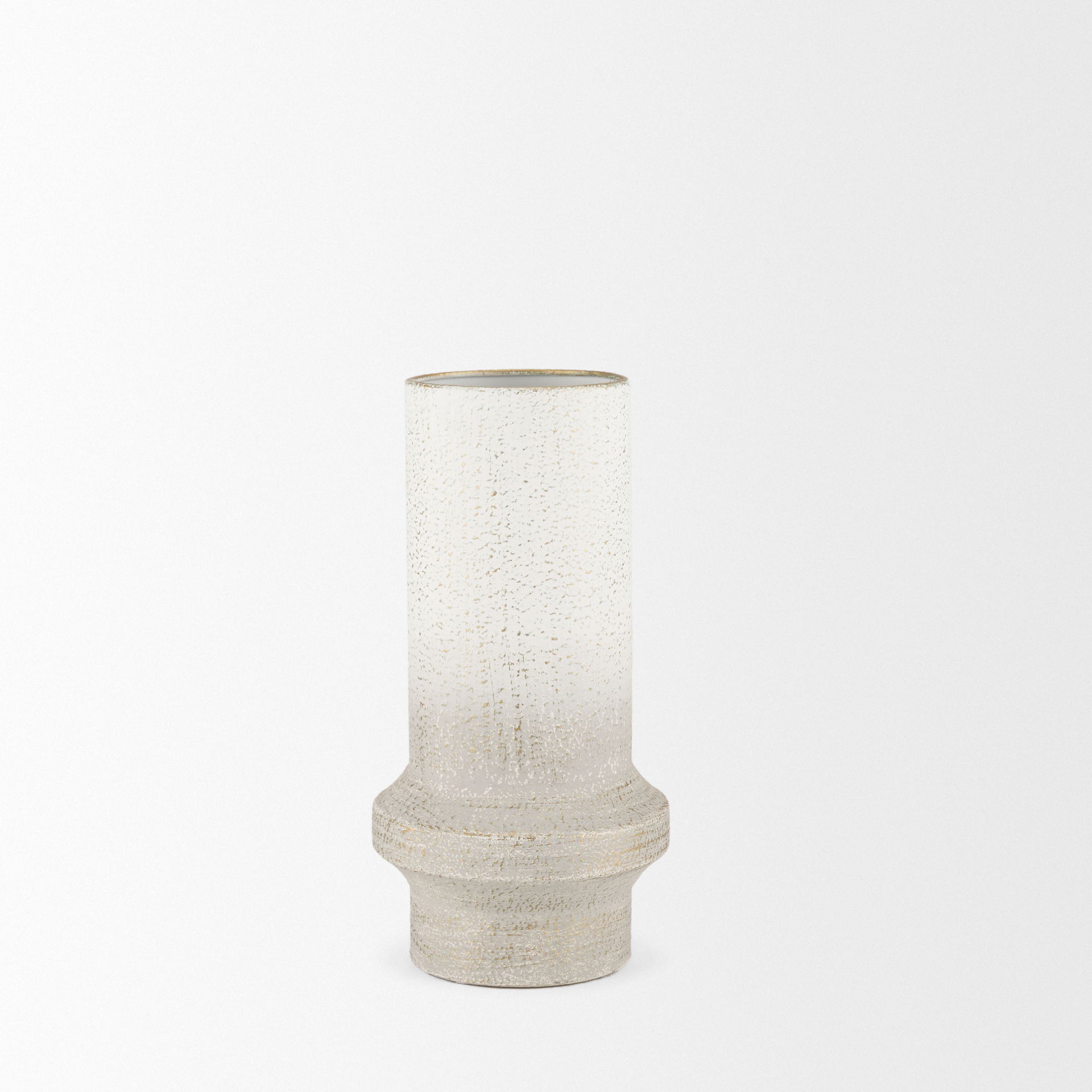 Tovah Small Textured White with Gold Metal Vase large image 