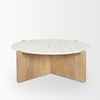 Bianca Light Brown Wood with Round Marble Top Coffee Table thumbnail 4