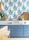 Tropical Paradise Blue & White Wallpaper thumbnail 2