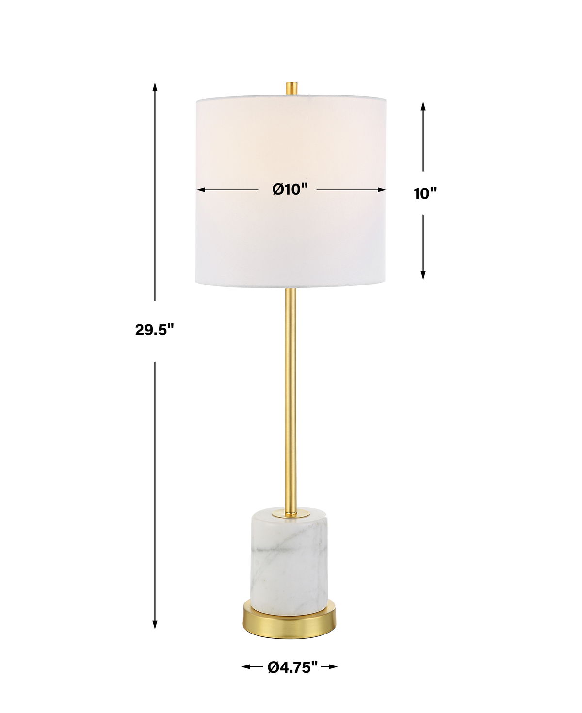 Turret Gold Buffet Lamp, Table Lamp by Uttermost, 10" width x 29.5" height x 10" depth View 3