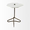 Pinera II 19L x 19W White Marble with Triangluar Gold Iron Base Accent Table thumbnail 1