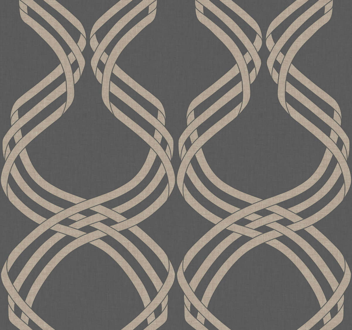 Dante Ribbon Charcoal Metallic Wallpaper, by York Wall, 27' length x 2'3" width x 0.02" depth
