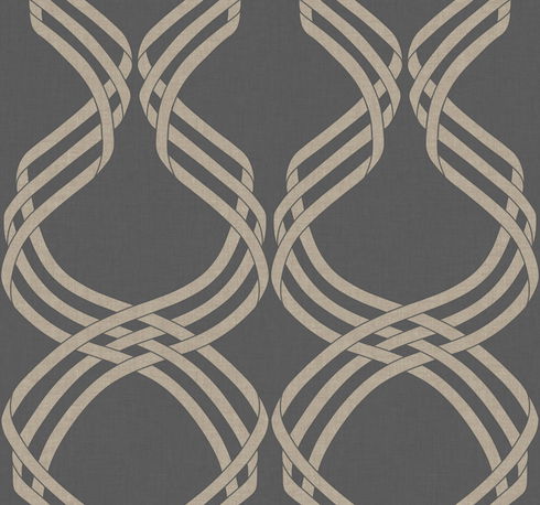 Dante Ribbon Charcoal Metallic Wallpaper