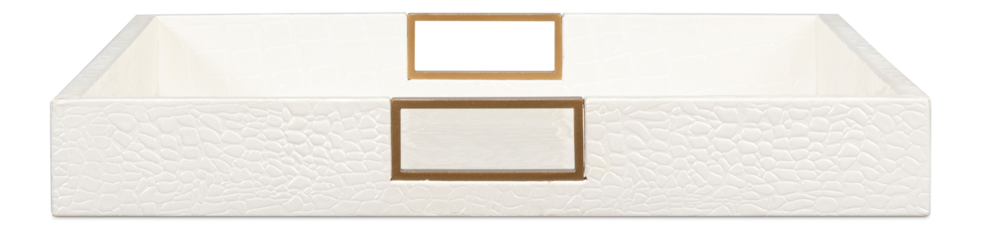 Norton Leather Tray,Croco Leather, Pearl, Decor by Sarreid, 24" length x 18" width x 2.5" height View 6