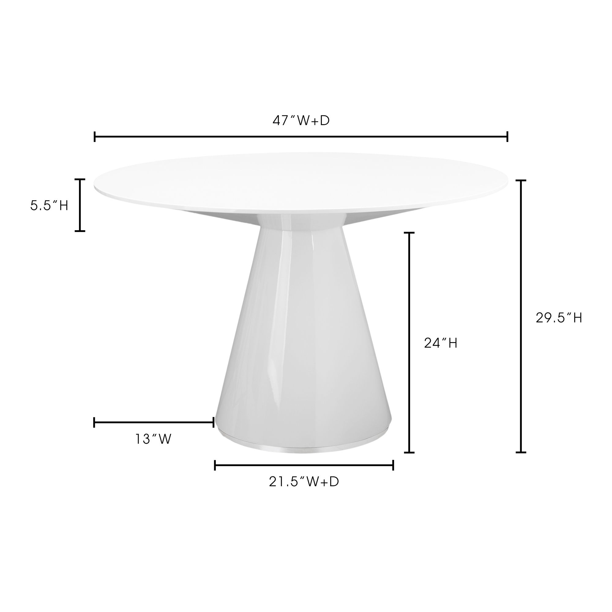 Otago 47in Round  Dining Table White large image 