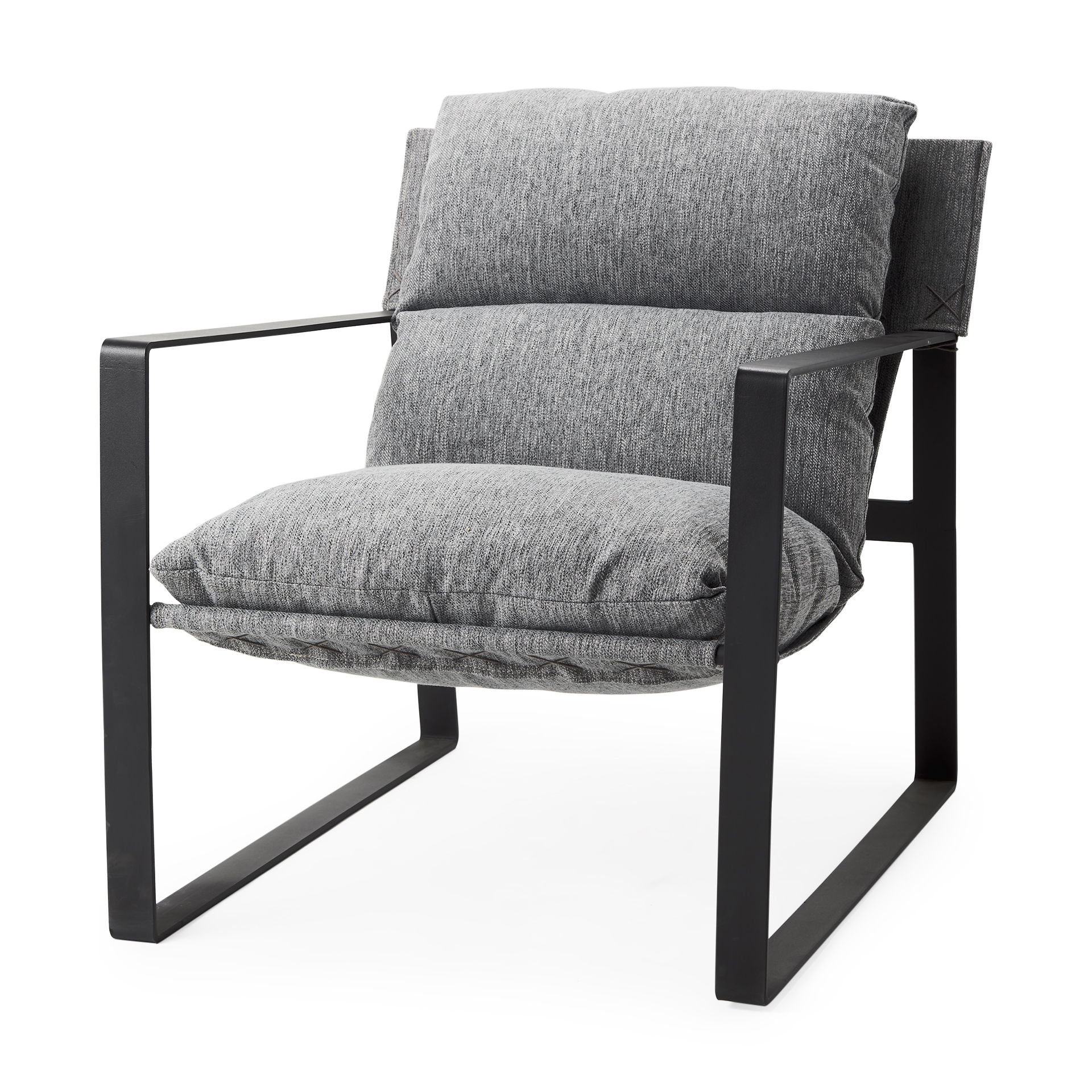 Guilia Castlerock Gray With Metal Frame Sling Accent Chair, by Mercana, 26.77" length x 34.88" width x 29.96" height View 1