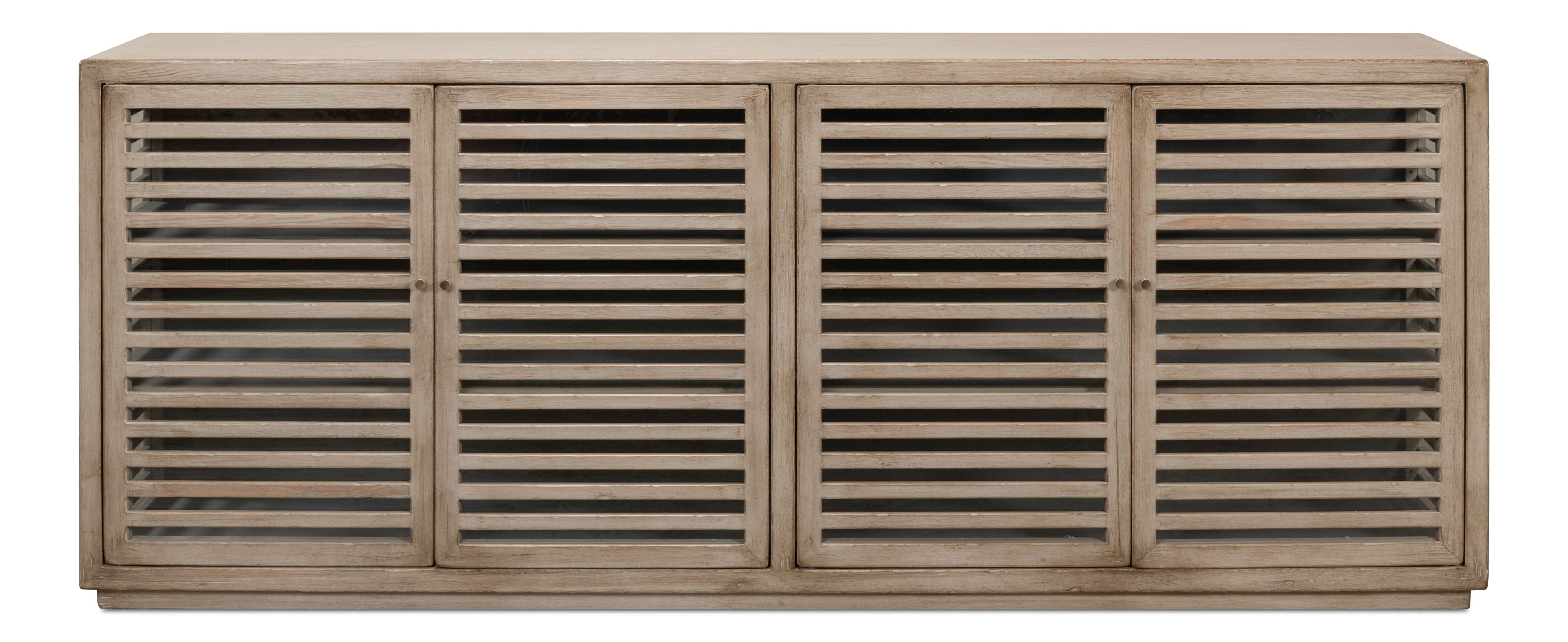 St. Nevis Sideboard, Grey Wash, Cabinets & Sideboard by Sarreid, 92" length x 20" width x 37" height View 2