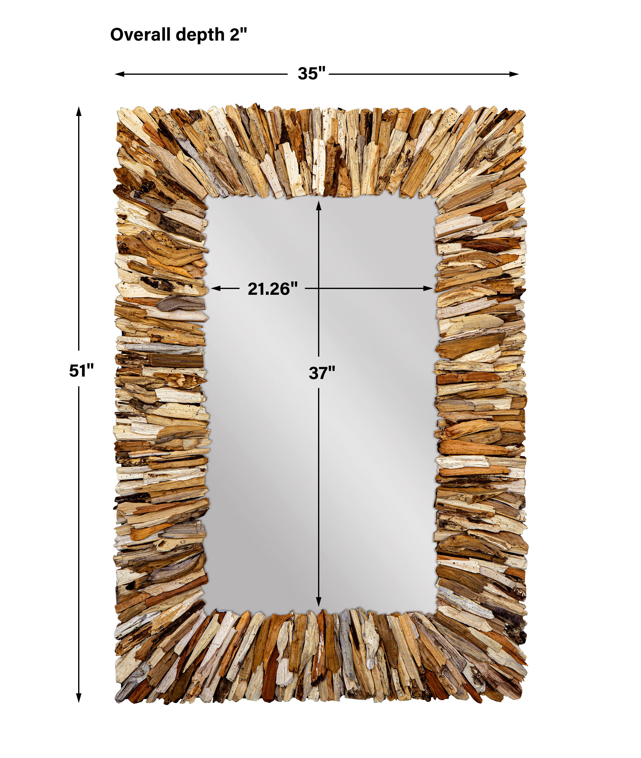 Teak Branch Rectangular Mirror large image 