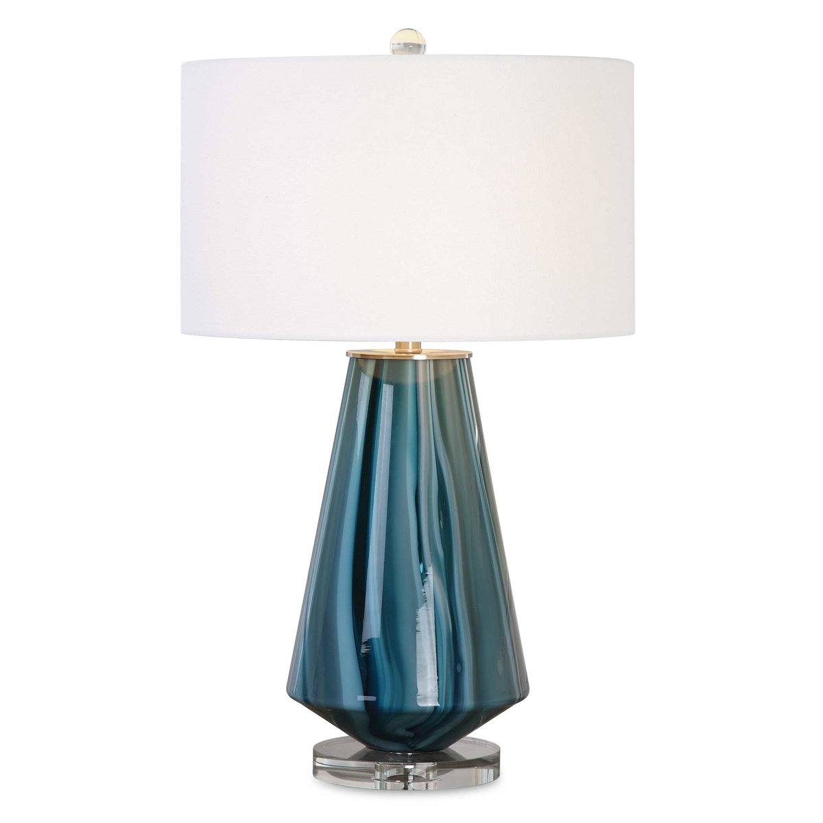 Pescara Teal-Gray Glass Lamp, Table Lamp by Uttermost, 17" width x 28.25" height x 17" depth View 1