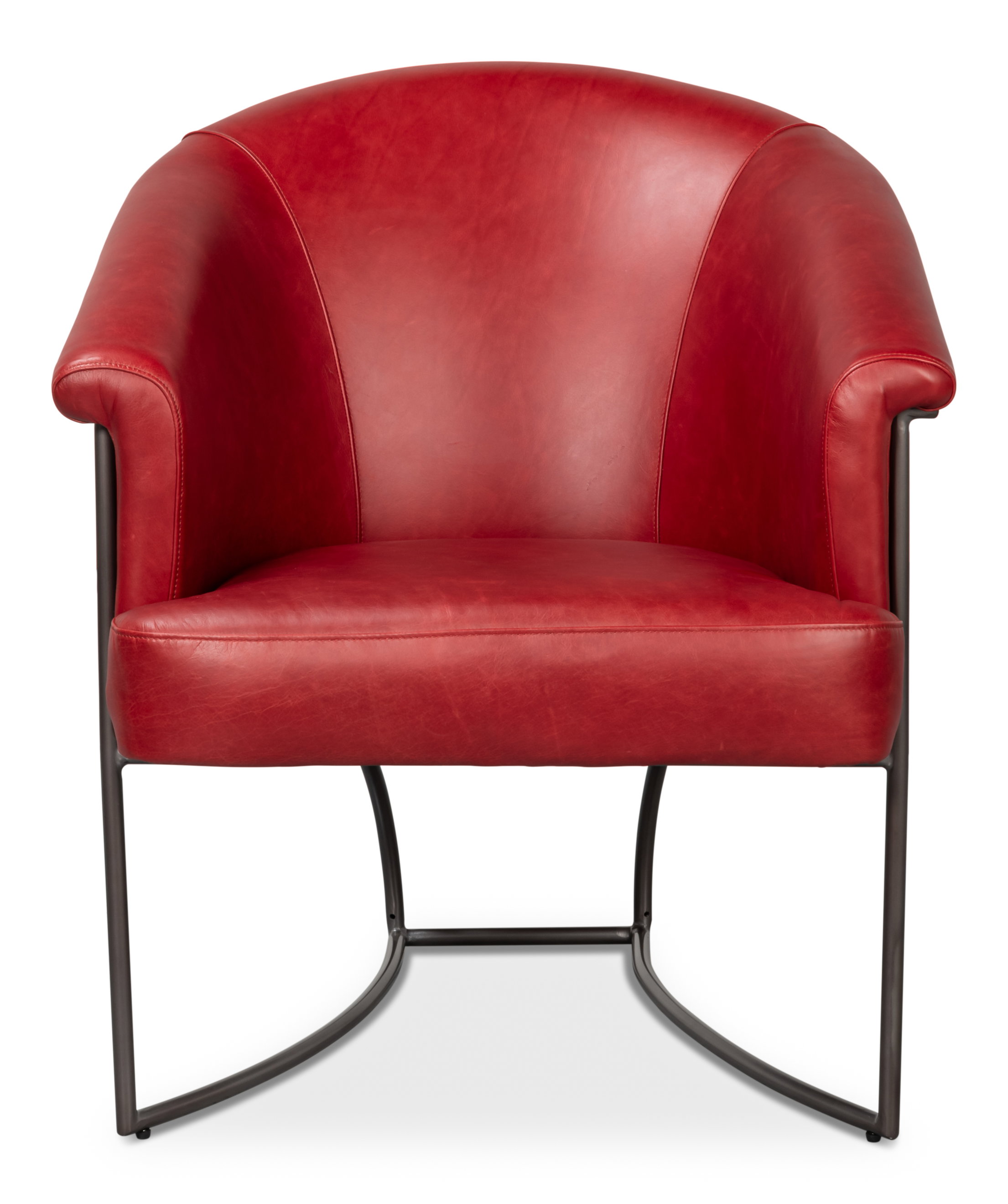 Nagel Distilled Leather Chair,New Rouge, Seating by Sarreid, 30" length x 33" width x 2" height View 2