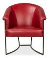 Nagel Distilled Leather Chair,New Rouge, Seating by Sarreid, 30" length x 33" width x 2" height thumbnail 2