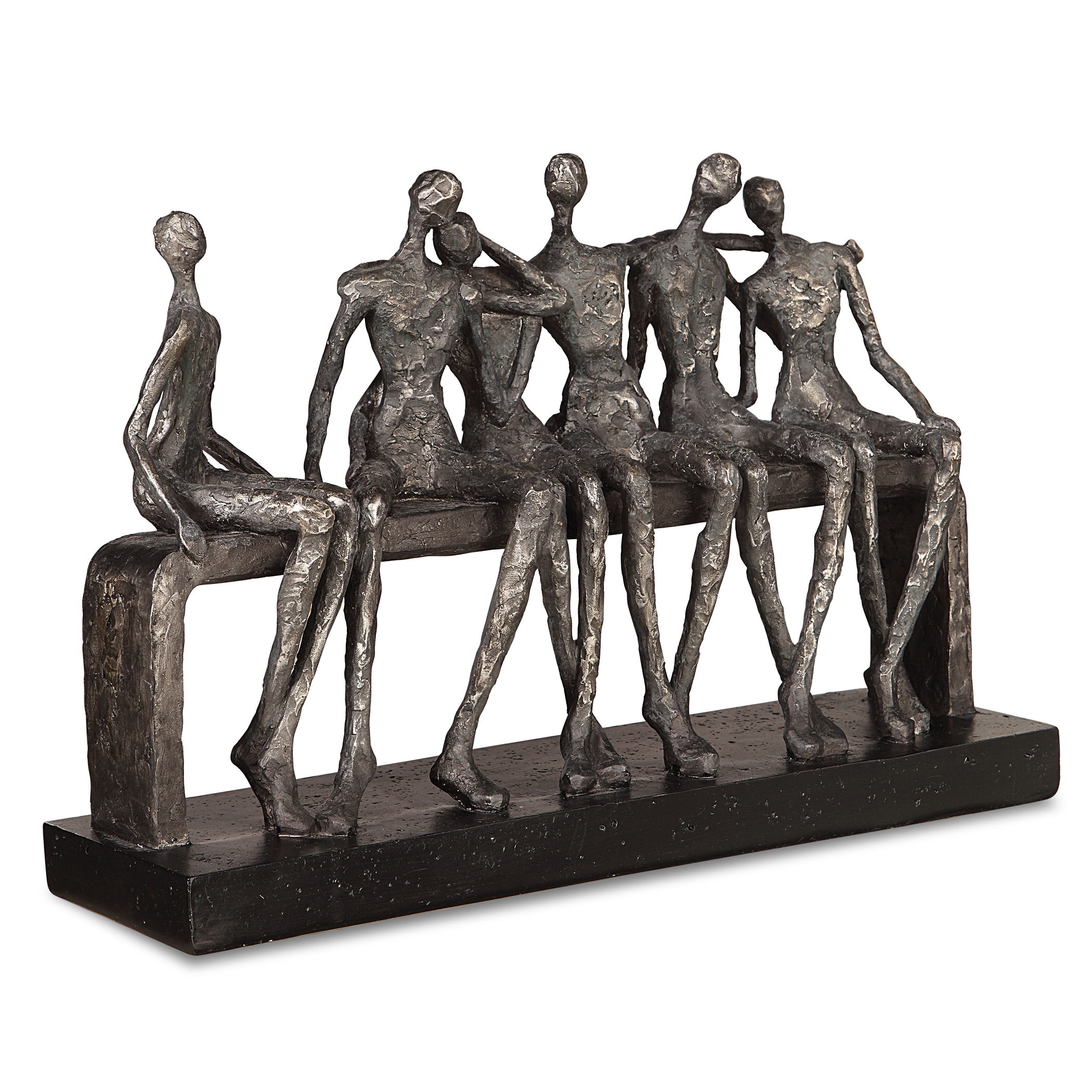 Camaraderie Aged Silver Figurine large image 