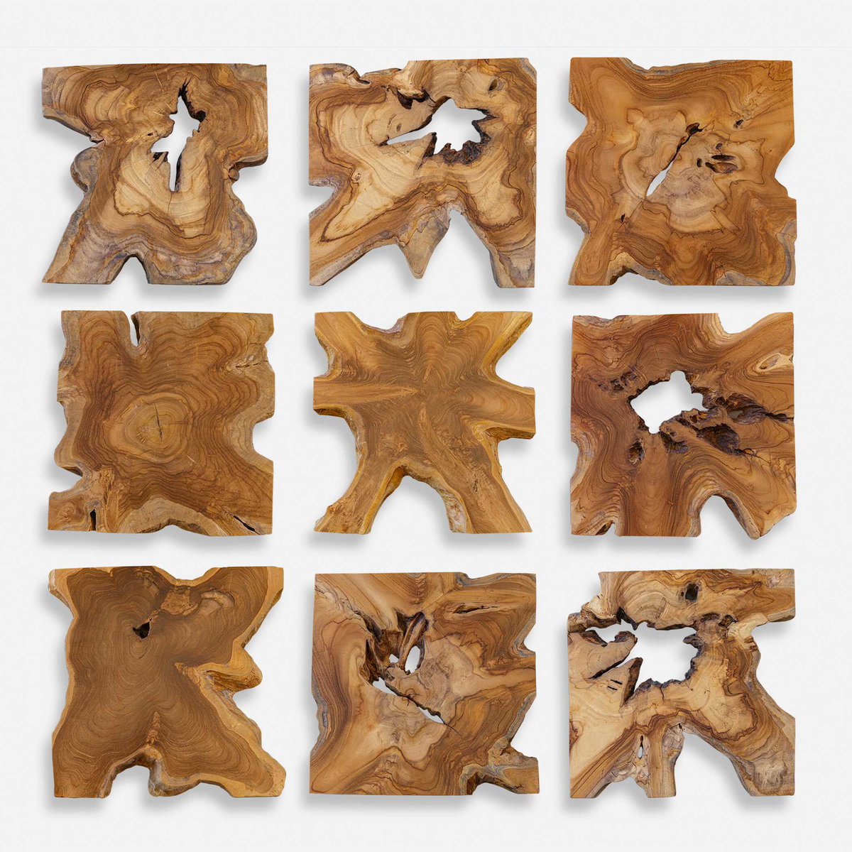 Talia Wood Wall Decor Set/9, Sculptural Wall Art by Uttermost, 16" width x 16" height x 1.37" depth View 6