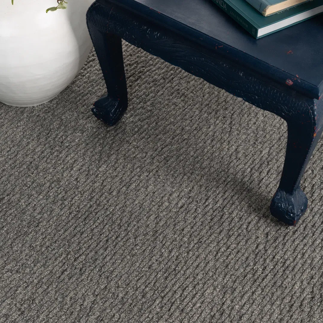 Rectangle Easton Solid Color Hand Loomed Wool Area Rug in Gray large image 