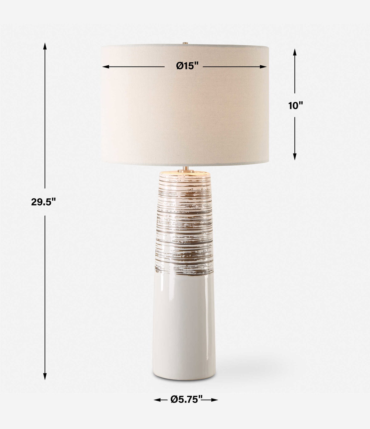 Haven White Glaze Table Lamp, by Uttermost, 15" width x 29.5" height x 15" depth View 3