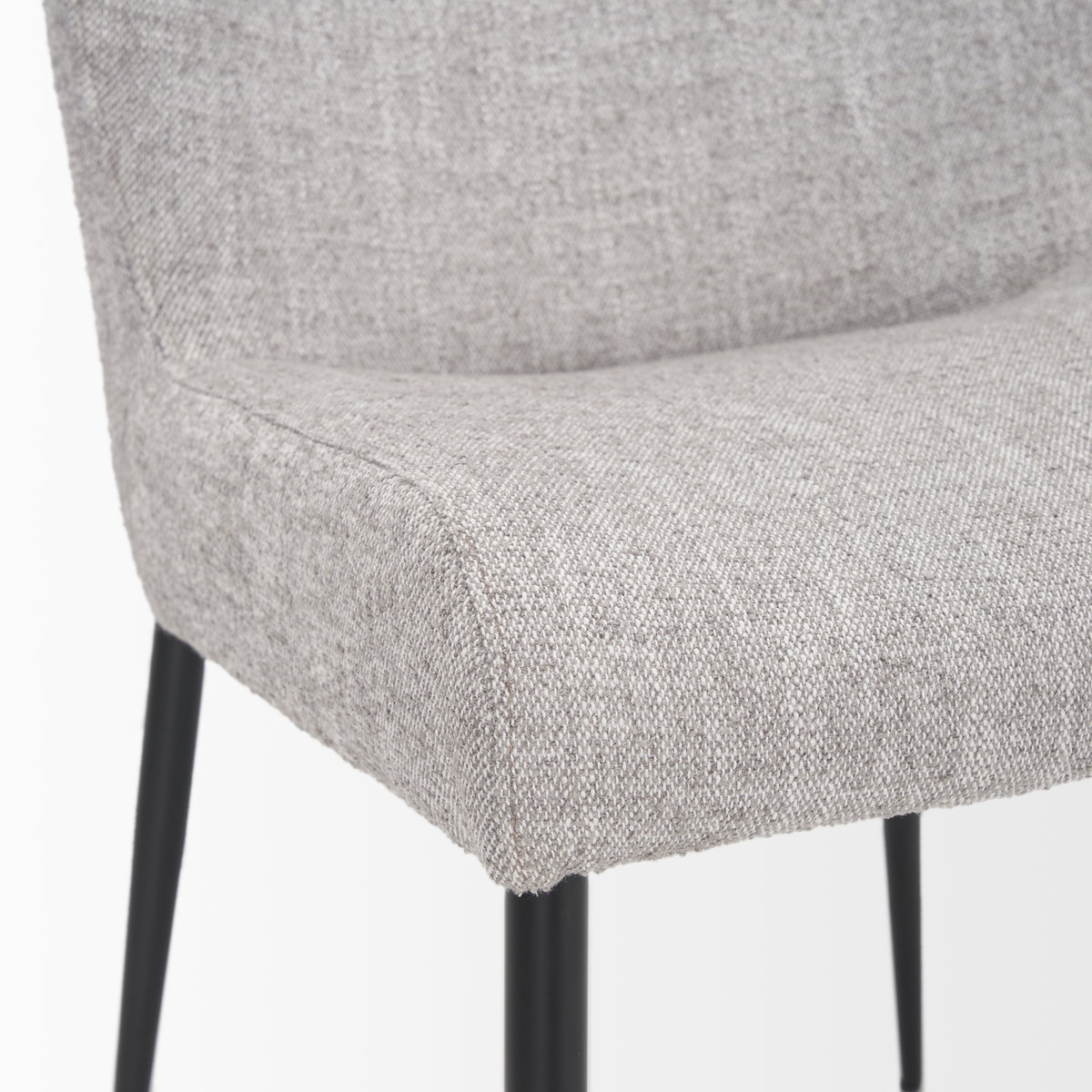 Hartt Dining Chair with Matte Black Metal Frame and Gray Fabric, by Mercana, 19.75" length x 25" width x 32.5" height View 12