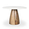 Allyson 42' Round Pedestal Dining Table | Banswara White Marble & Brown Wood | Seats 4, by Mercana, 42" length x 42" width x 30" height thumbnail 1