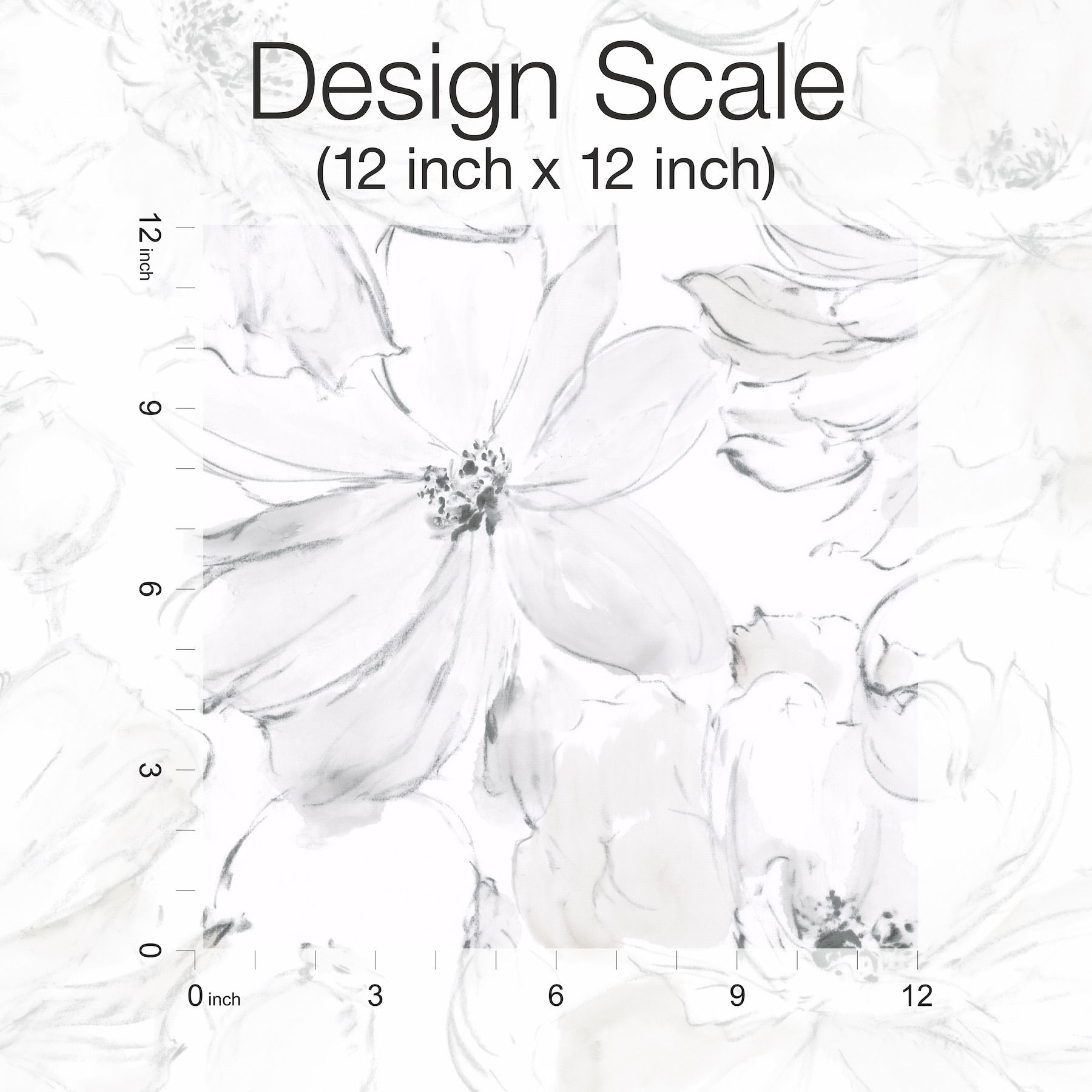 Floral Dreams Grey Peel & Stick Wallpaper large image 