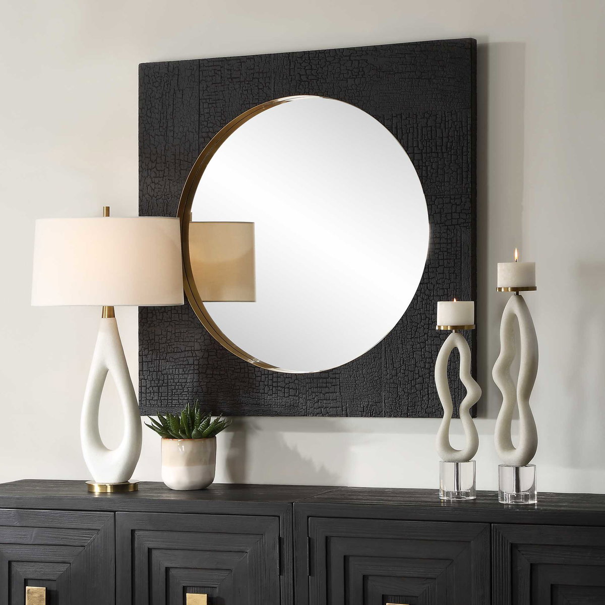 Ember Black Square Mirror, by Uttermost, 3'6" width x 3'6" height x 2" depth View 4