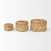 Kea Set of 3 Nesting Water Hyacinth Boxes with Lids, by Mercana, 8.66" length x 8.66" width x 4.72" height thumbnail 3