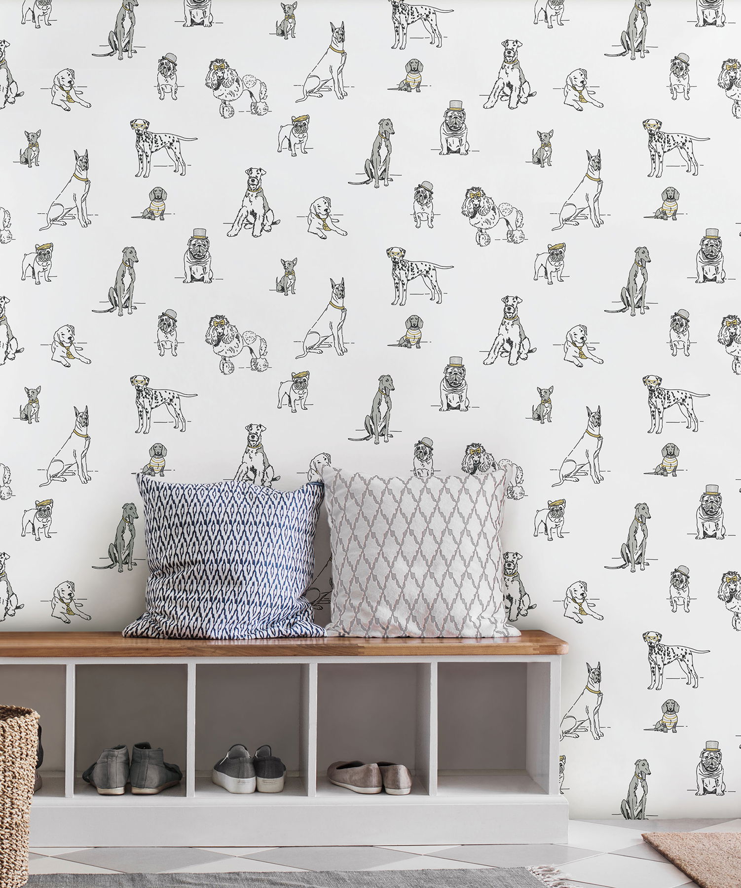 Dog's Life Silver & Gold Peel & Stick Wallpaper large image 