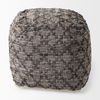 Falguni  Gray Leather and Cotton Patterned Pouf, Ottoman by Mercana, 16" length x 16" width x 16" height thumbnail 4