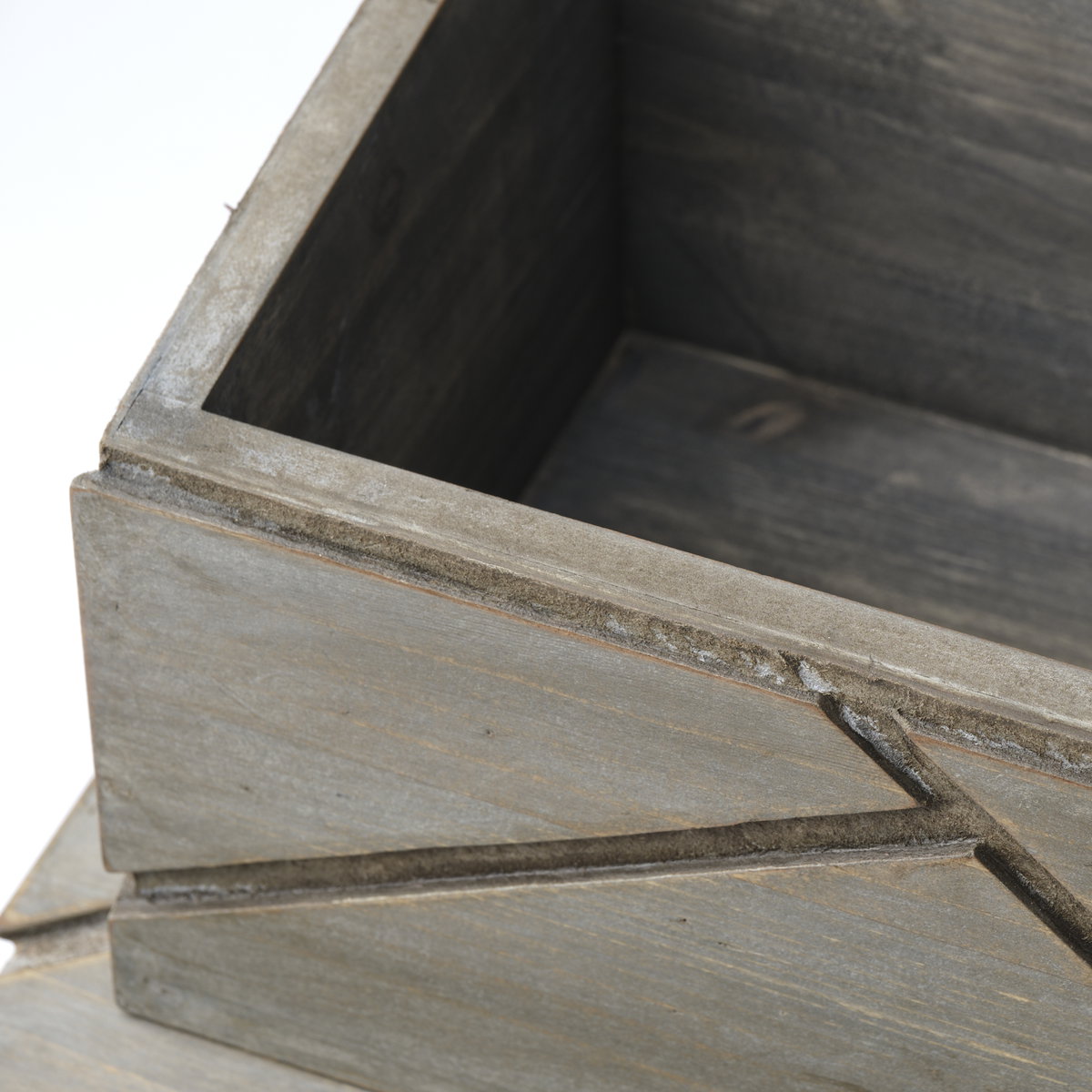 Niobe (Set of 2) 16L x 11W Gray Wooden Nesting Boxes, by Mercana, 16.02" length x 10.75" width x 8.25" height View 10