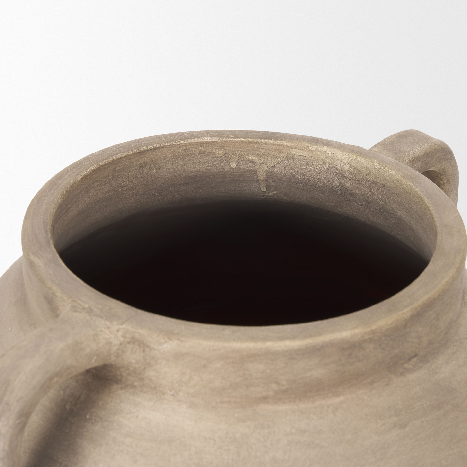 Tully Textured Matte Brown with Matte Black Short Ceramic Floor Vase large image 