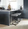 Frodo Backless 26.4in Seat Counter Stool | Gray Fabric with Black Iron, Counter & Bar Stool by Mercana, 16.54" length x 16.54" width x 26.38" height thumbnail 2