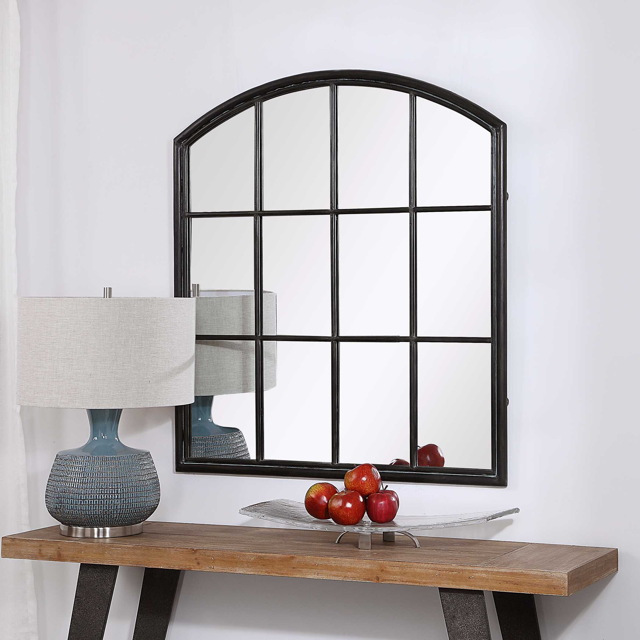 Lyda Aged Black Arch Mirror large image 