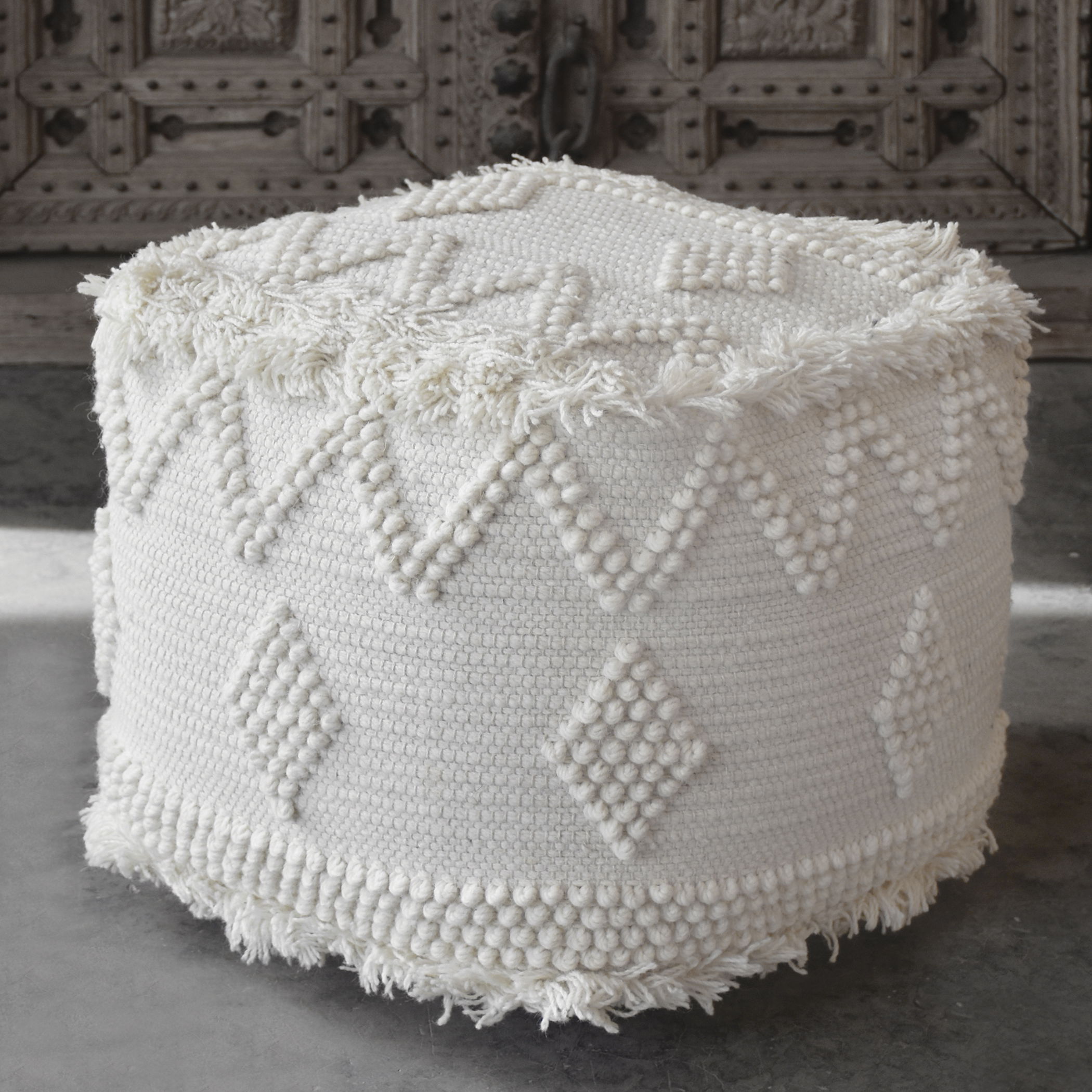 Uriah Ivory Pouf large image 